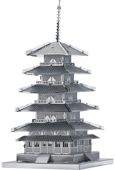 Soico Model Maket Kit Metal Lazer Kesim Japon Tapınak Gojunoto Gümüş Rengi